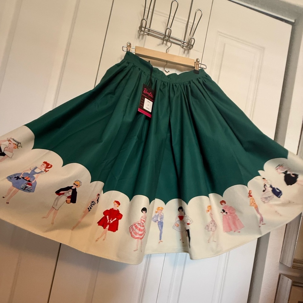 NWT ~ Barbie X Unique Vintage Green A-Line Skirt - Picture 3 of 7